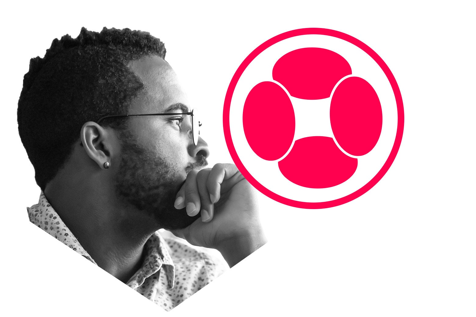 A man and a graphic of embyros.