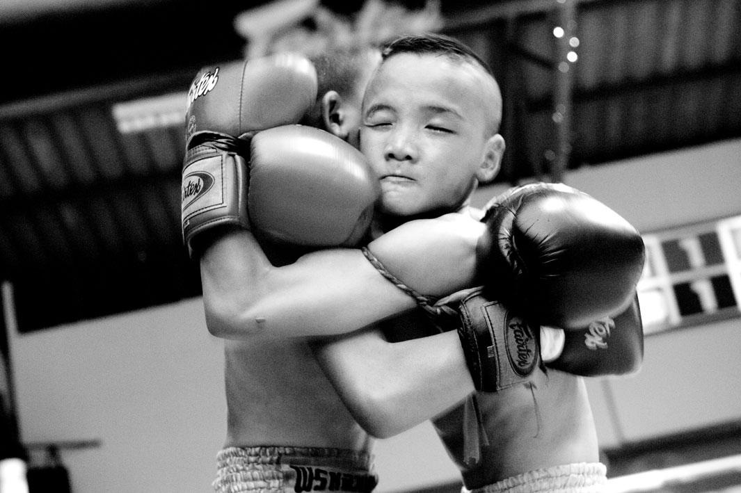 Boxing match between two boys