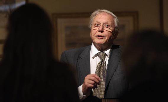 Sir David Attenborough addresses the audience at the opening of an exhibition of Edward Lear’s artwork in the Ashmolean Museum on Sept. 19, 2012 in Oxford, England.