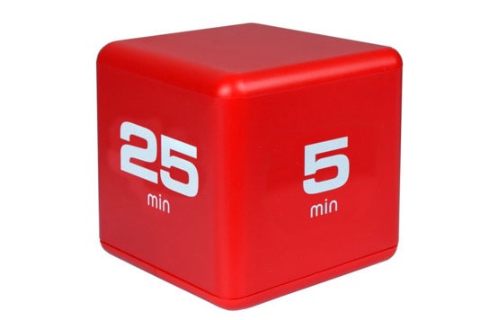 A red box with "25 min" on one side and "5 min" on another side.