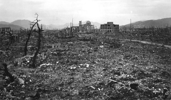 The destruction in Hiroshima after the US dropped an atomic bomb