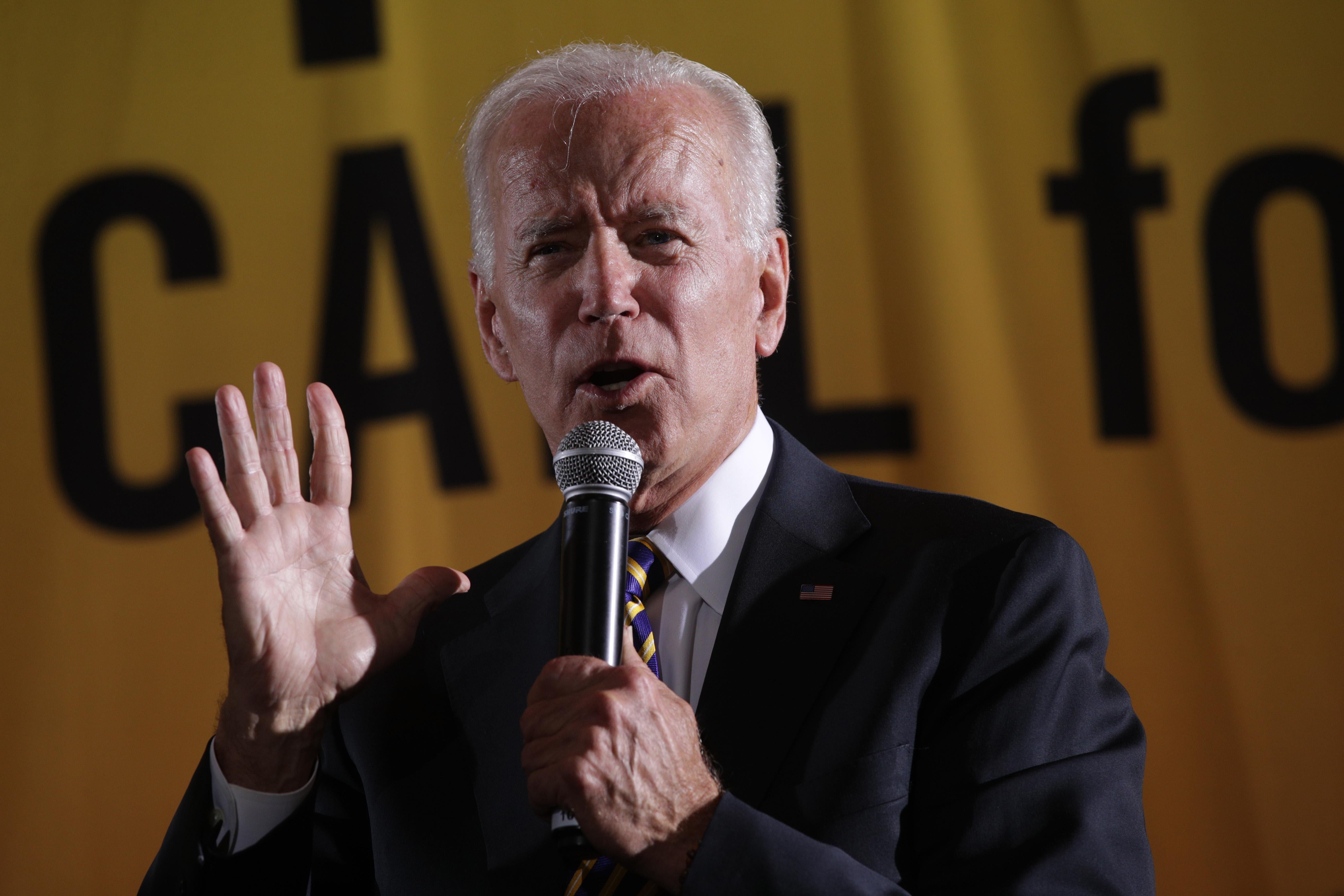 Democratic U.S. presidential hopeful and former Vice President Joe Biden addresses the Moral Action Congress of the Poor People’s Campaign on Monday in Washington, D.C.