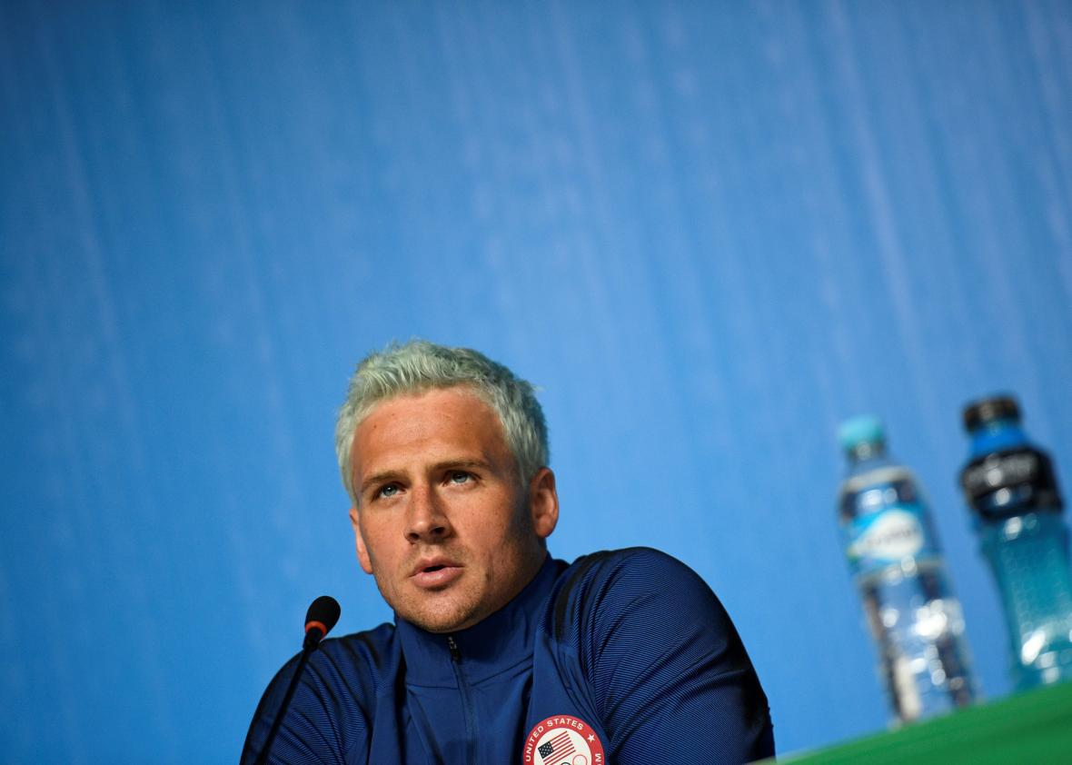 U.S. swimmer Ryan Lochte holds a press conference on Aug. 3 in Rio de Janeiro, two days ahead of the opening ceremony of the Rio 2016 Olympic Games.