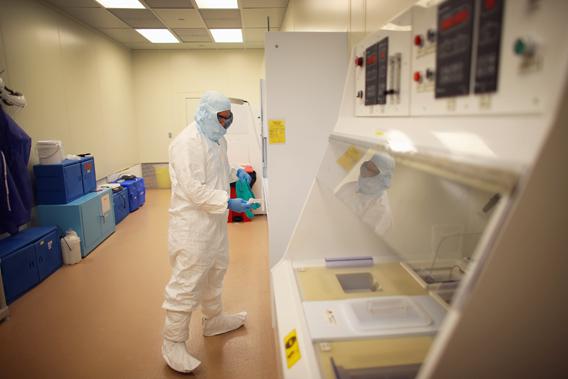Richard Everly, a research engineer in the nanotechnology research and education center at the University of South Florida, works in the lab on July 13, 2012 in Tampa, Florida.