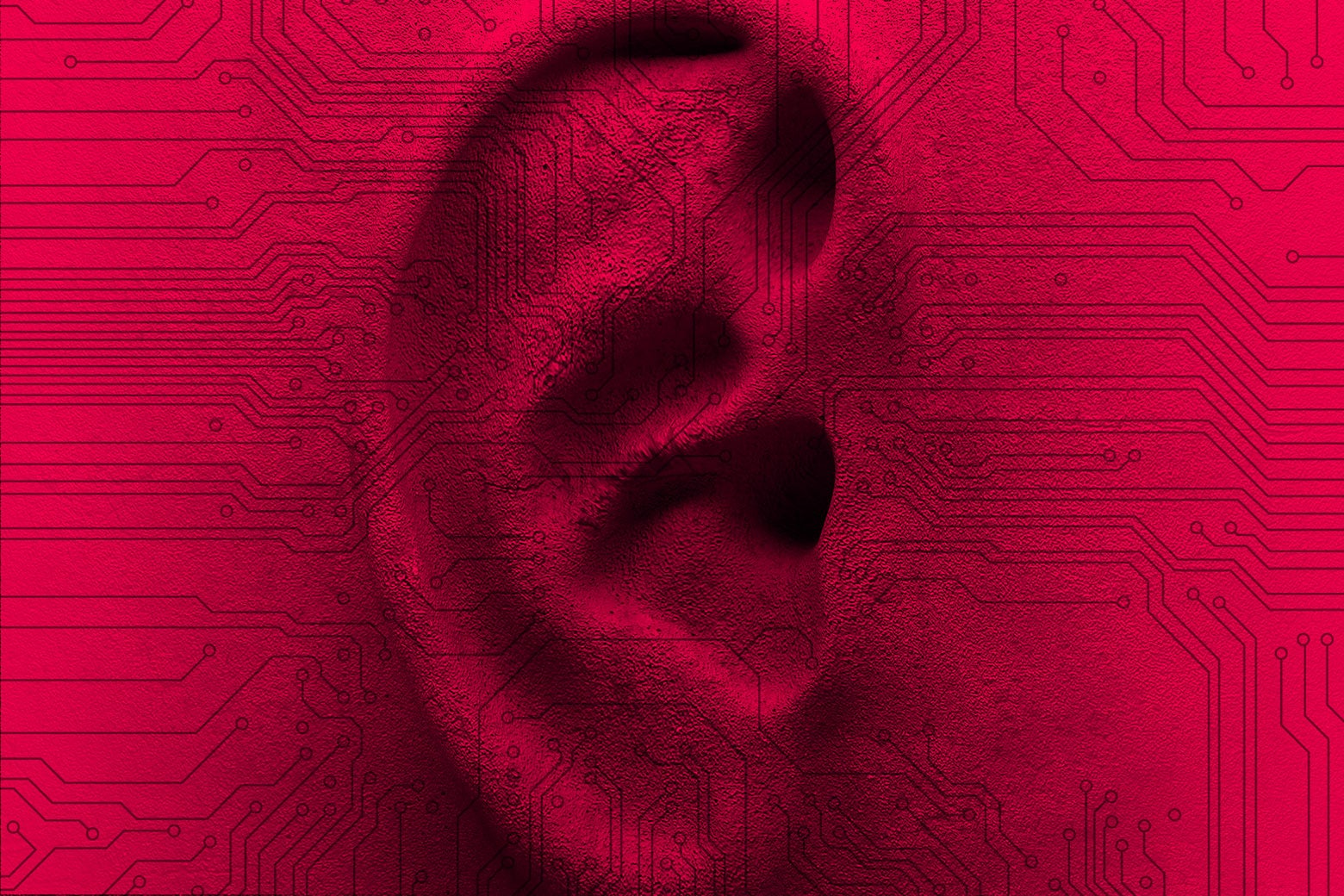 An ear with digital surveillance.