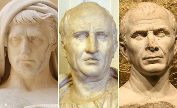 Cato, Cicero, and Caesar.