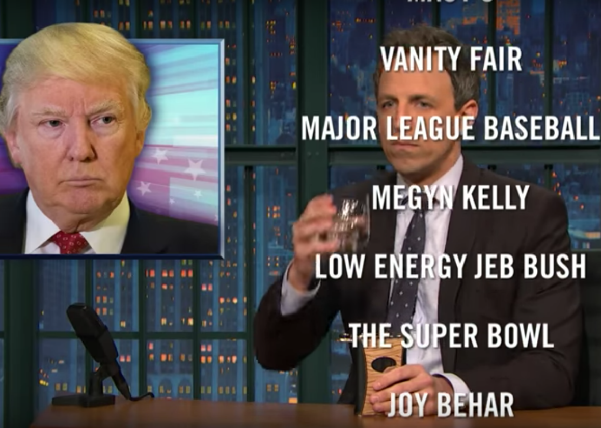 Watch Seth Meyers Lay Out Trump's Ridiculous Twitter History, Drink.