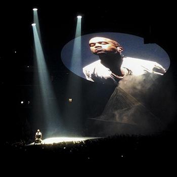Kanye West performing as part of the Yeezus tour in Brooklyn NY November 20 2013