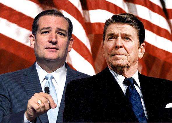  Senator Ted Cruz (R-TX), left, and former U.S. President Ronald Reagan, February 1982.