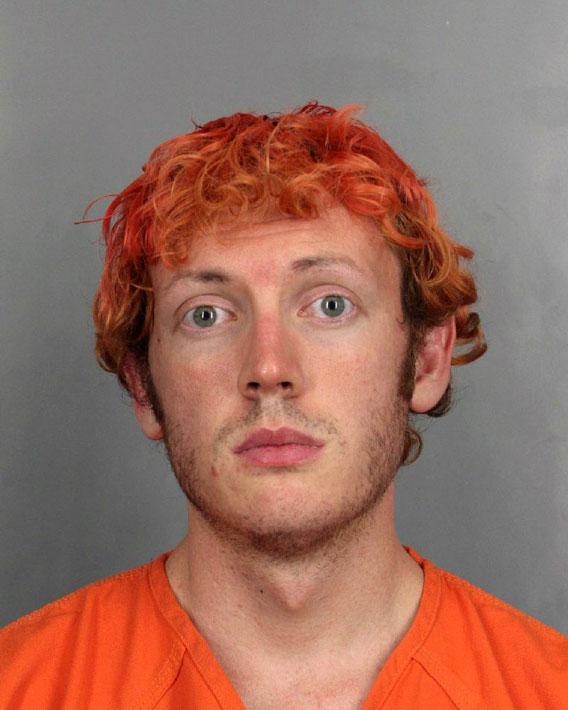 In this handout provided by the Arapahoe County Sheriff's Office, accused movie theater shooter James Holmes poses for a booking photo on an unspecified date in Centennial, Colorado. 