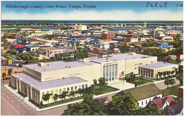 The Hillsborough County Courthouse in Tampa, Florida, circa 1940