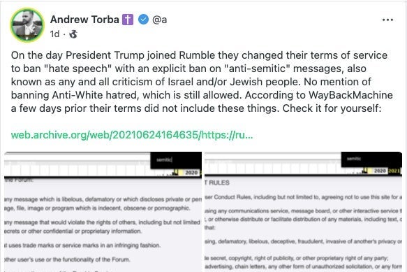 Torba's Gab post.