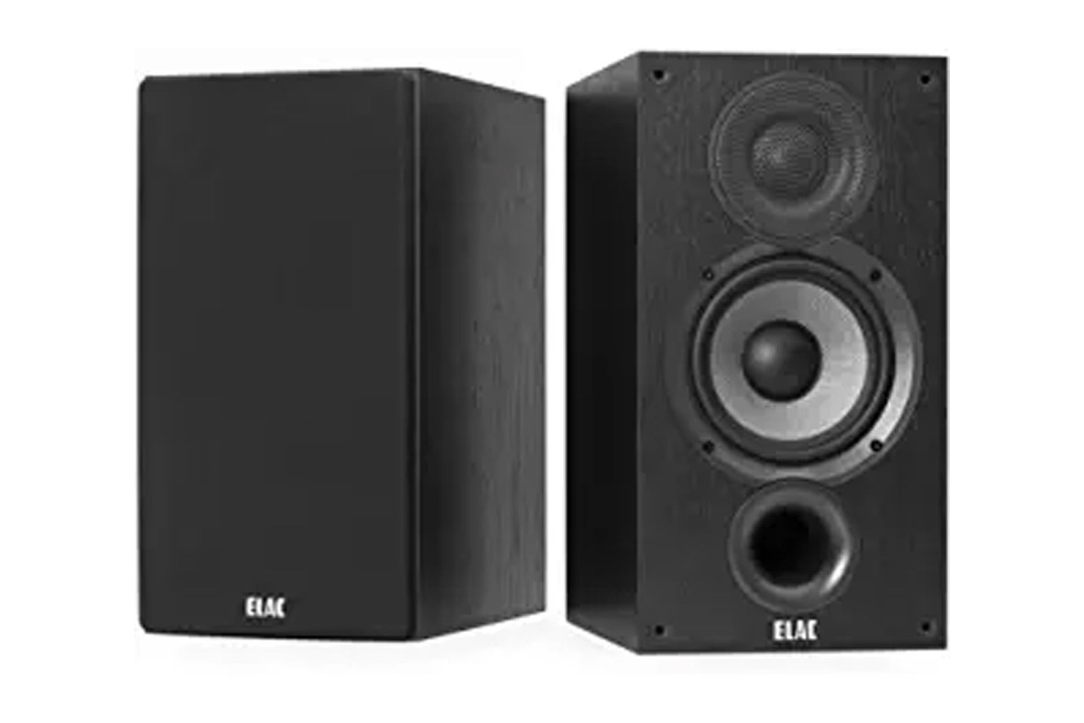 A pair of black speakers.