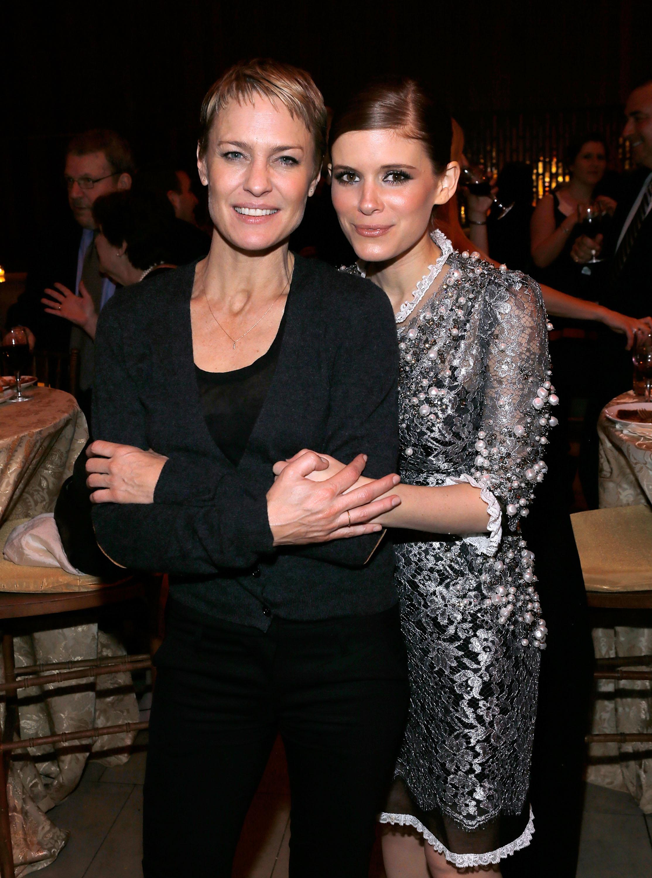 Actors Robin Wright and Kate Mara attend Netflix's House Of Cards New York premiere after-party at Alice Tully Hall on Jan. 30, 2013, in New York City.