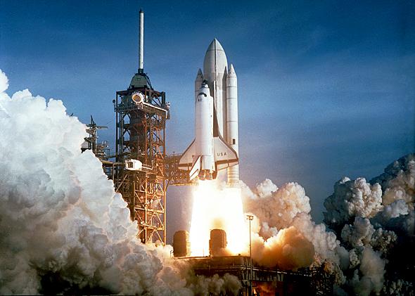 The launch of STS-1 from pad 39A on April 12, 1981, carried astronauts John W. Young and Robert Crippen into a two-day Earth orbital mission. 