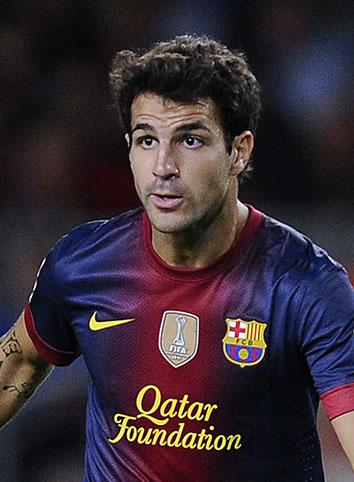 Spanish footballer Cesc Fàbregas plays with FC Barcelona during a match against Valencia CF on Sept. 2, 2012, in Barcelona.