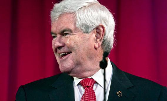 Newt Gingrich speaks to students.