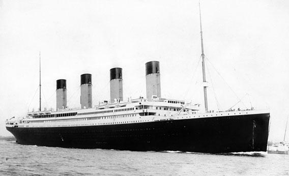 Titanic departing Southampton on April 10, 1912.