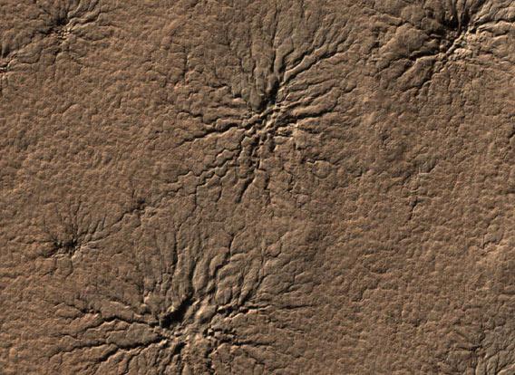 Spider-like terrain on Mars