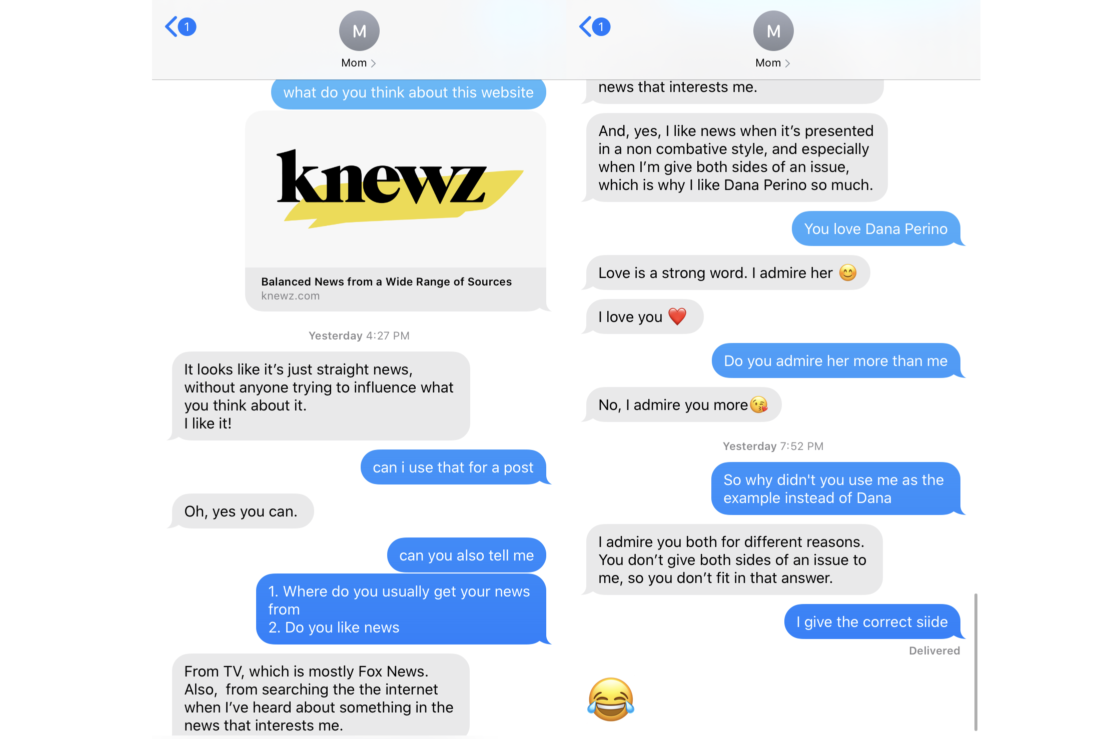 Conversation between Ashley Feinberg and mother