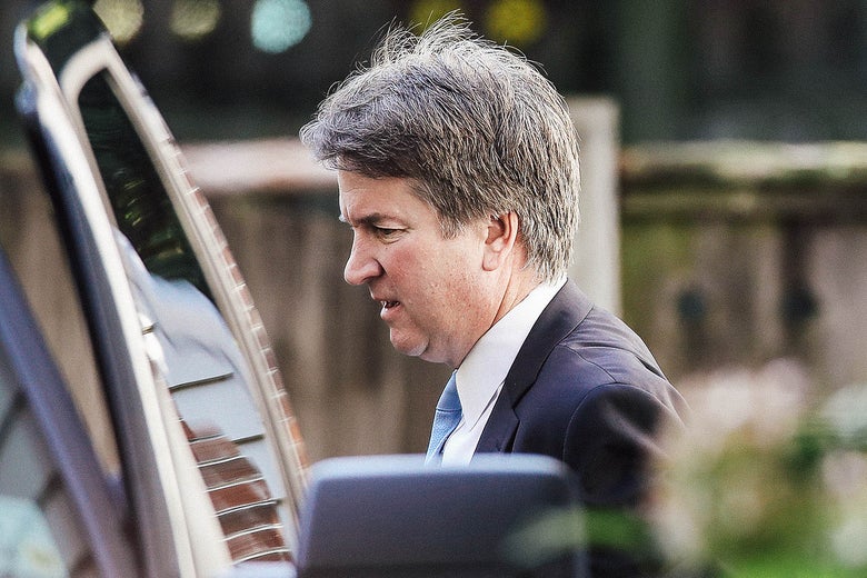 Supreme Court nominee Judge Brett Kavanaugh leaves his home on Wednesday in Chevy Chase, Maryland.