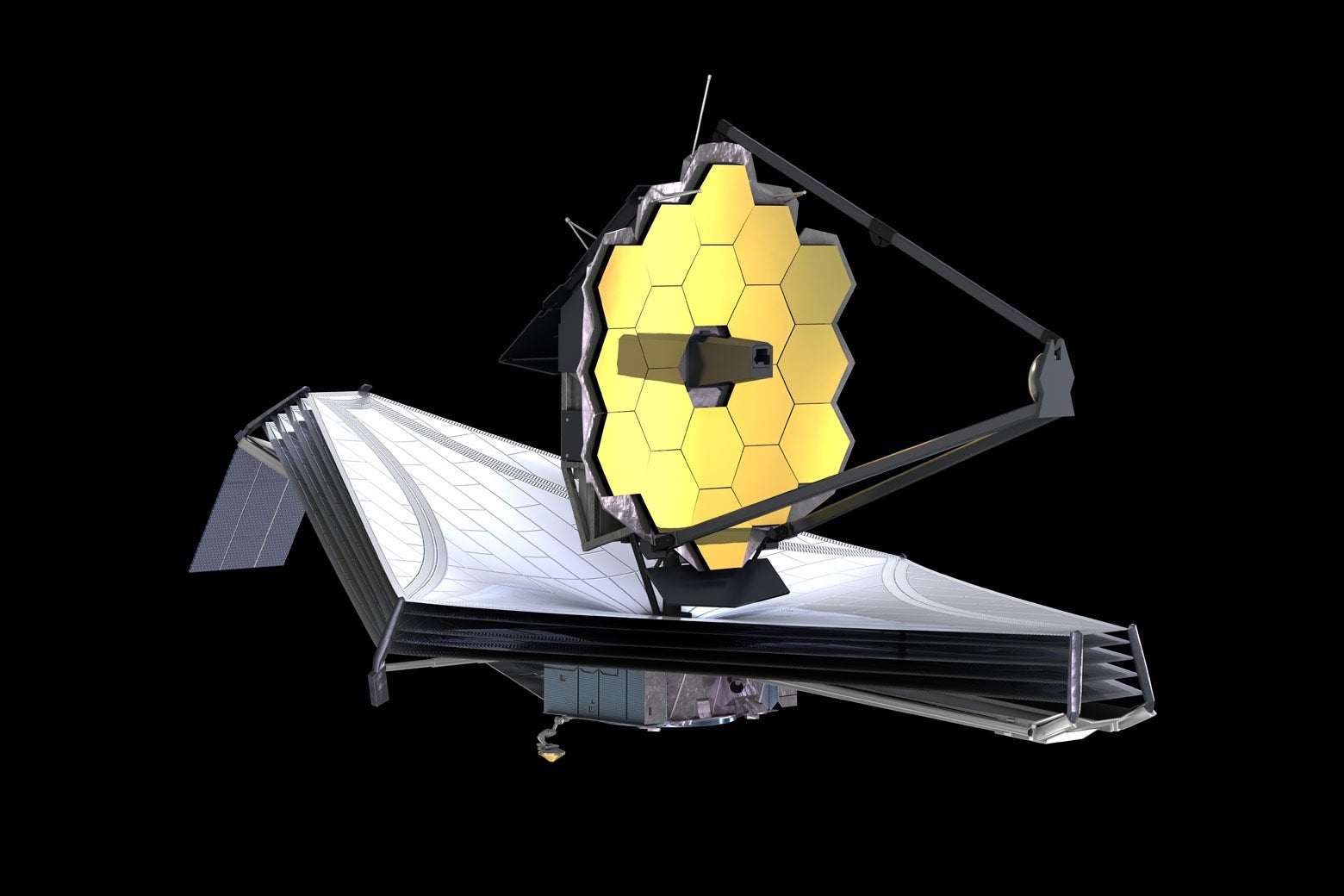 An illustration of the James Webb Space Telescope.