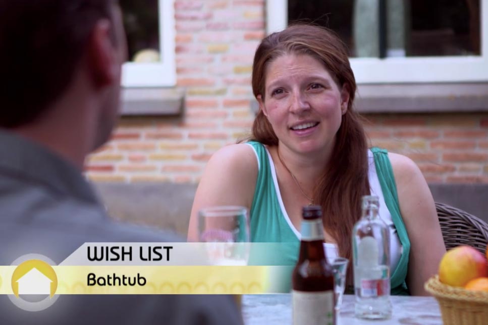 Woman talking about how badly she wants a bathtub.