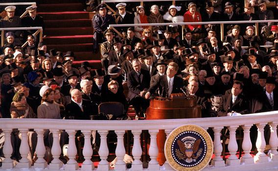 Pres. Kennedy giving his Inaugural Address January 1961.