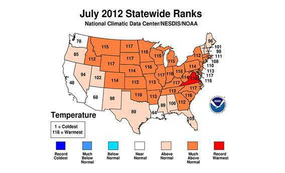 July 2012 statewide temperatures.