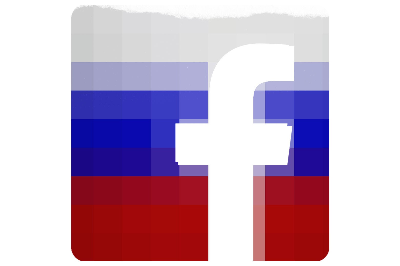 The Facebook logo fused with a Russian flag