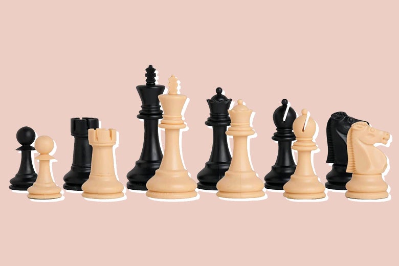 Plastic chess pieces.