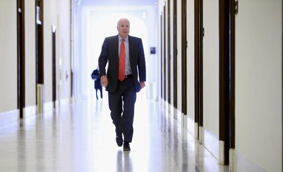 Sen. John McCain (R-AZ) heads to his Russell Senate Office Building office.