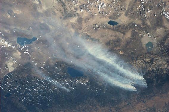 california wildfire seen from space
