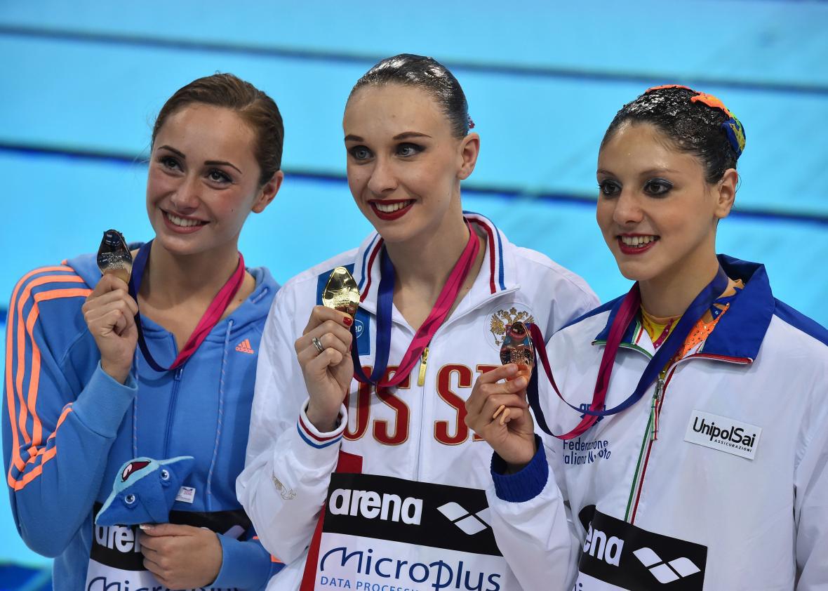The secret to synchronized swimmers’ shellacked hair powdered gelatin.