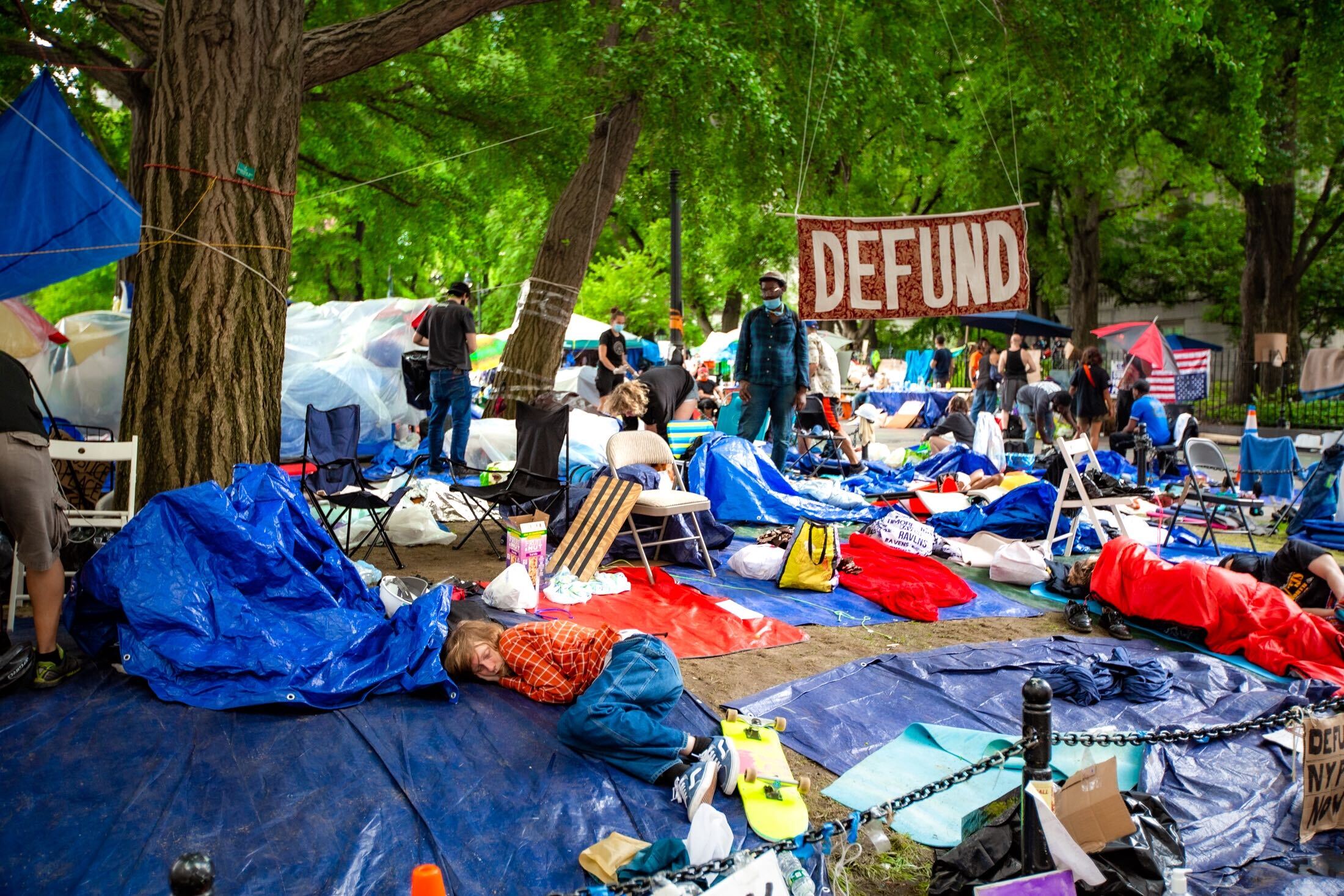 An Occupy City Hall camp in New York.