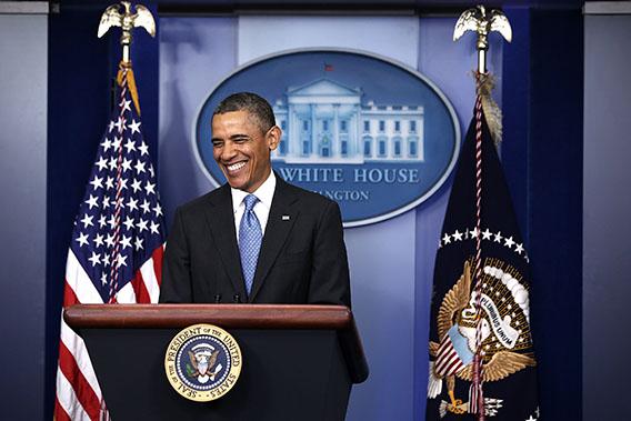 U.S. President Barack Obama smiles during a press conference in the Briefing Room of the White House on April 30, 2013 in Washington, DC.