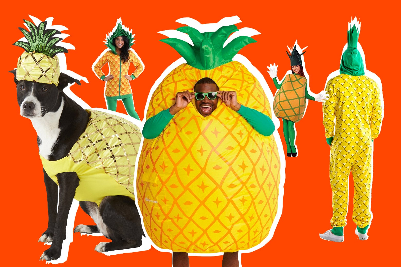 Photo illustration of various pineapple costumes