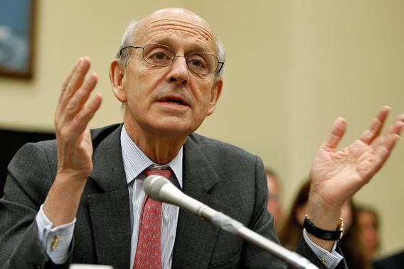 U.S. Supreme Court Justice Stephen Breyer testifies during a hearing before the Financial Services and General Government Subcommittee of the House Appropriations Committee April 15, 2010 on Capitol Hill in Washington, DC.
