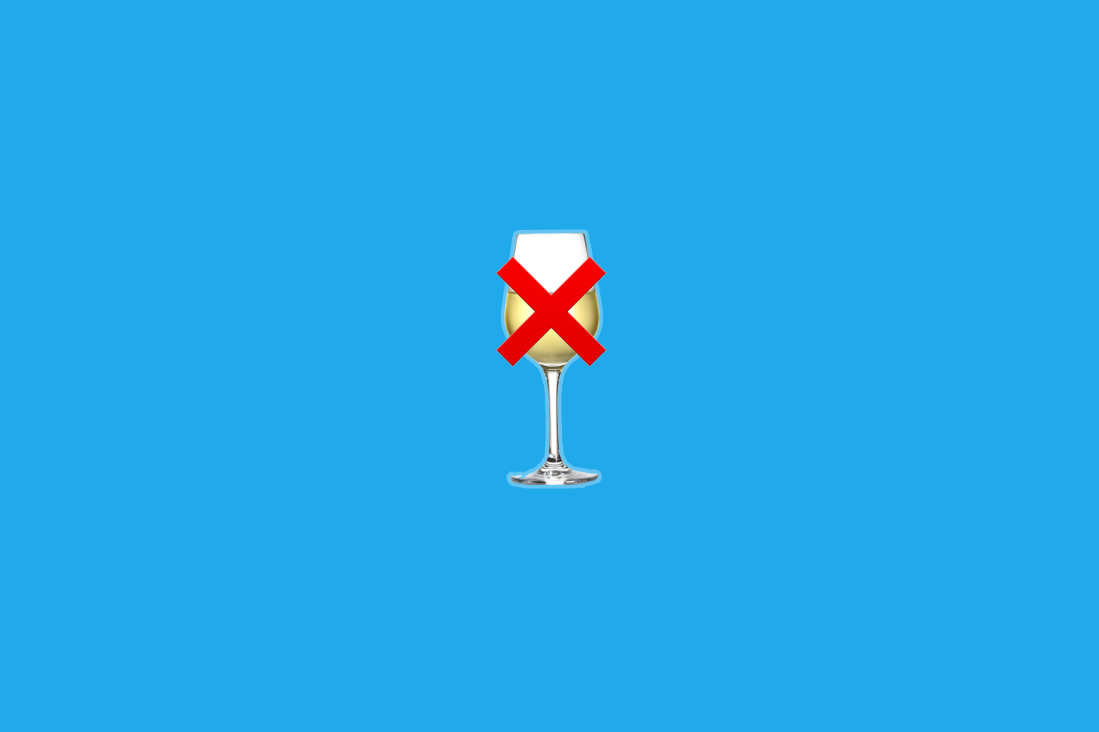 A fake white-wine emoji with an “X” emoji on top of it.