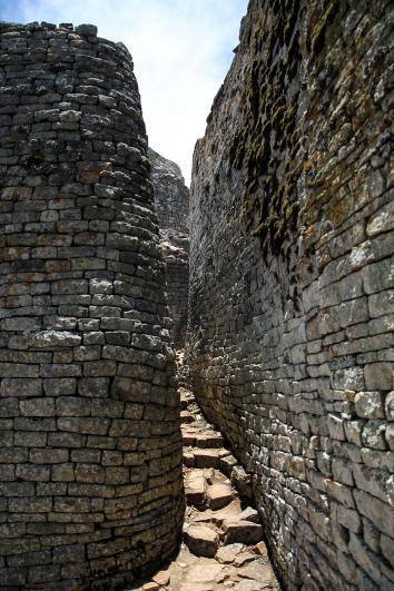 View of a narrow passageway in the acropolis. 