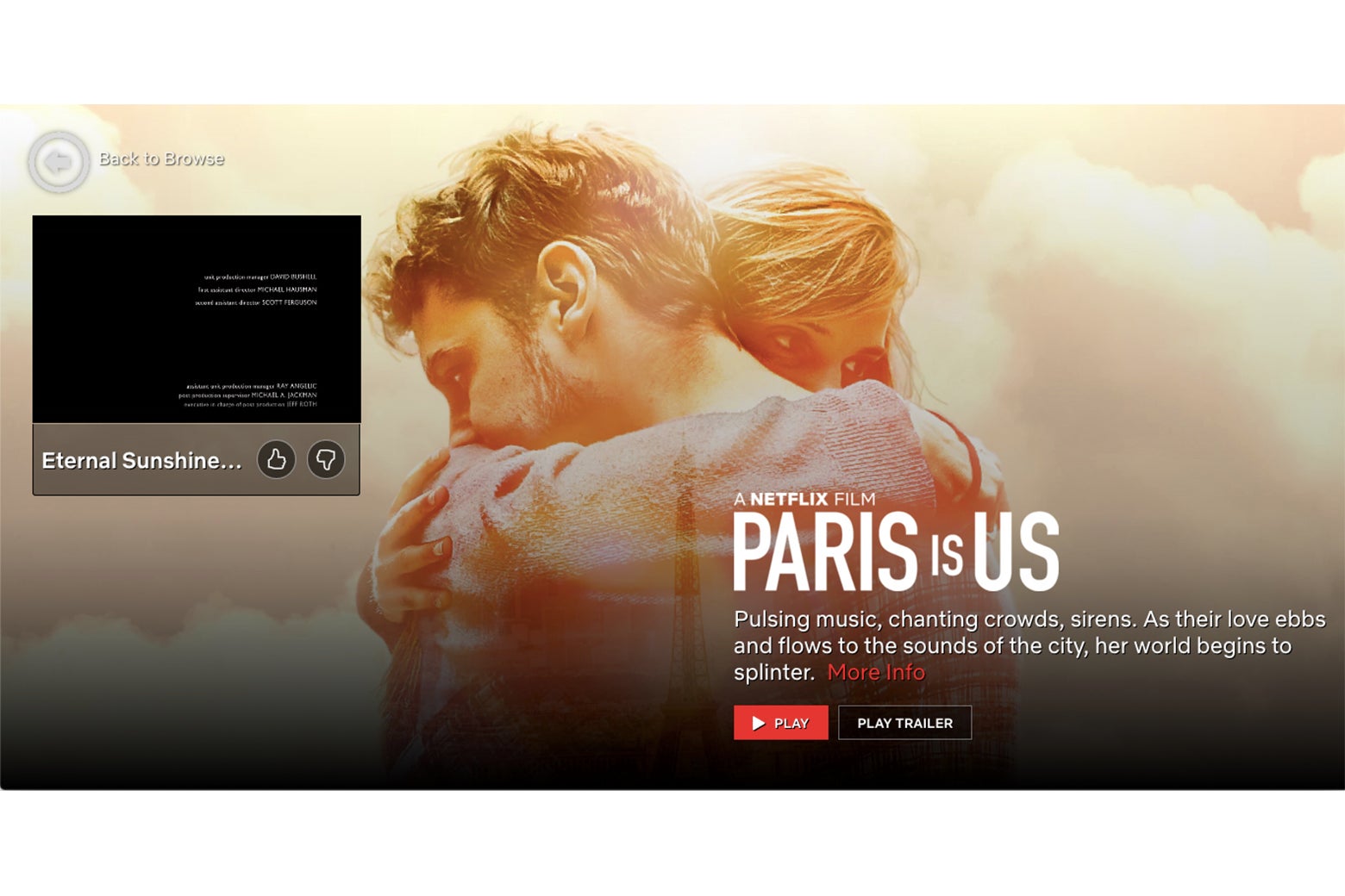 The ending of Eternal Sunshine of the Spotless Mind, buried in an ad for Paris Is Us.