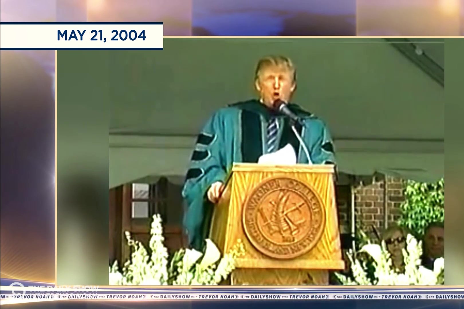 President Trump giving a commencement address.