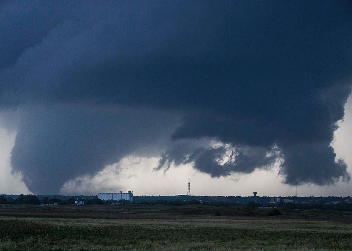 A tornado seen west of Dodge City, Kansas, moving north on May 24.