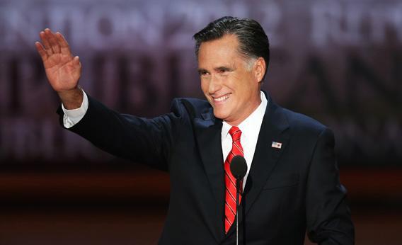 Smiling Mitt Romney.