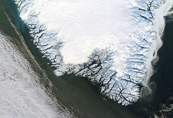 Satellite view of icy Greenland
