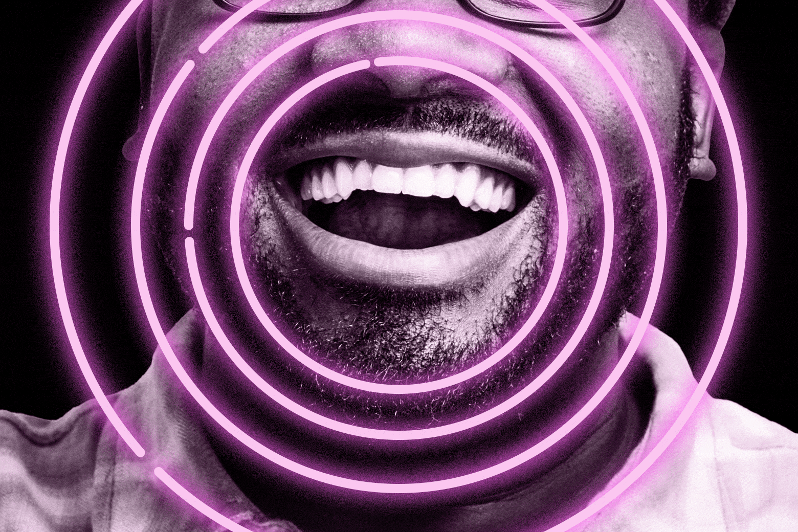 A man with his teeth circled.