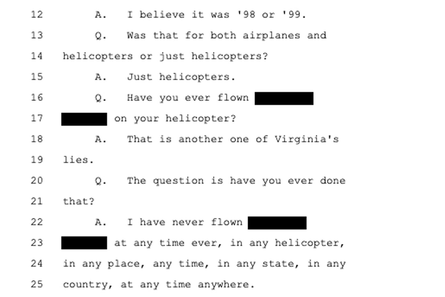A page from the Maxwell deposition