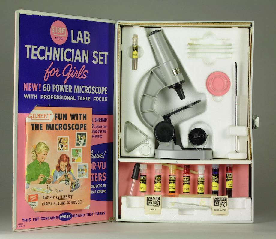 Interior of A.C. Gilbert Lab Technician set, 1958