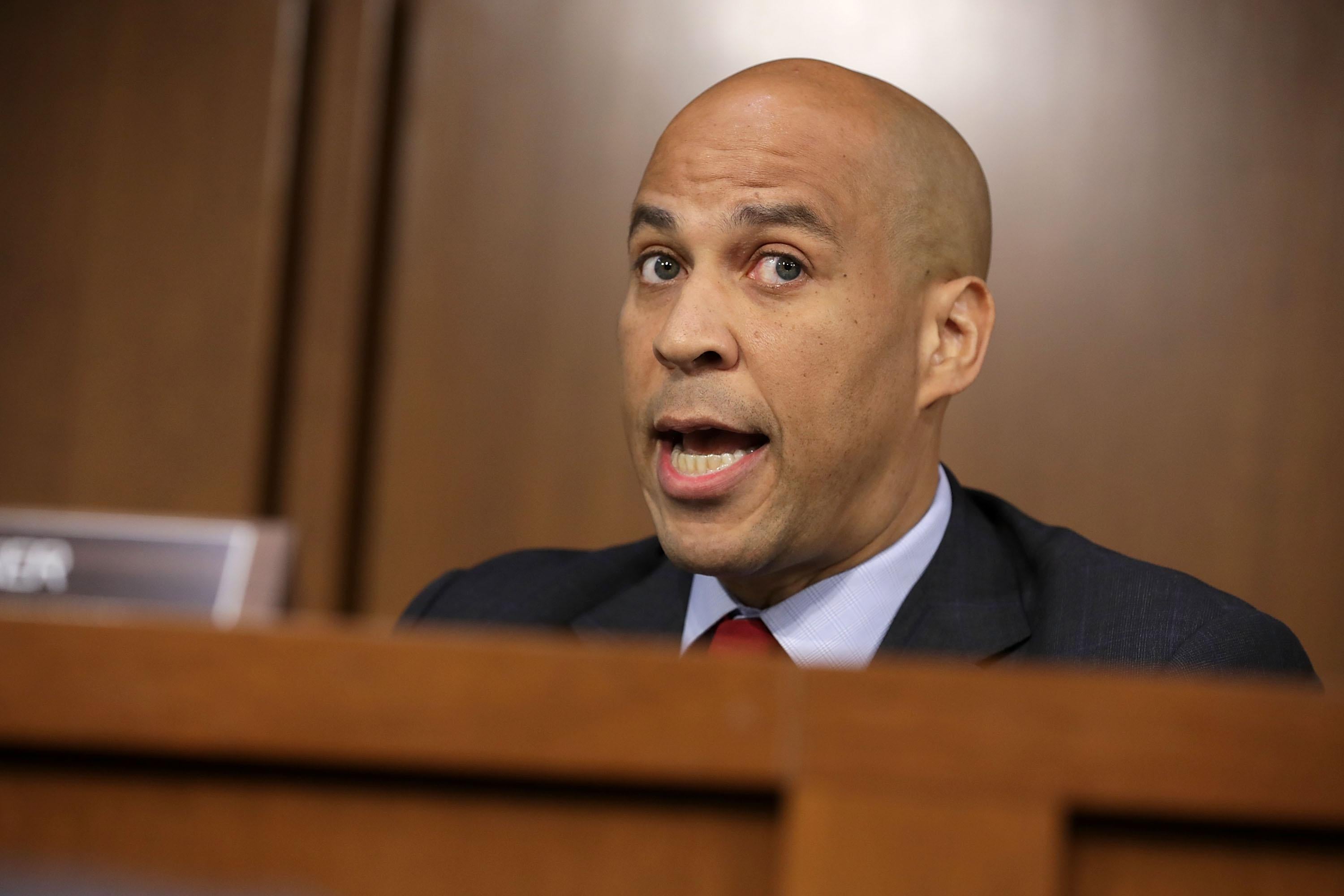 Senate Judiciary Committee member Cory Booker argues with Republican members of the committee during the third day of Supreme Court nominee Judge Brett Kavanaugh's confirmation hearing.