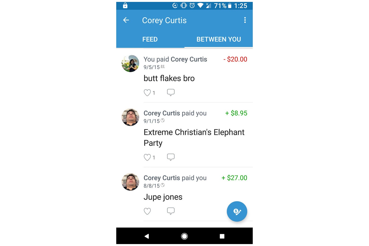Venmo transaction humor Scrolling through the emojis and jokes of the